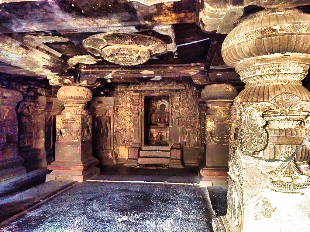 Ellora Cave 32; carved lotus; Jain Temple; uasatish; rock carving; India;