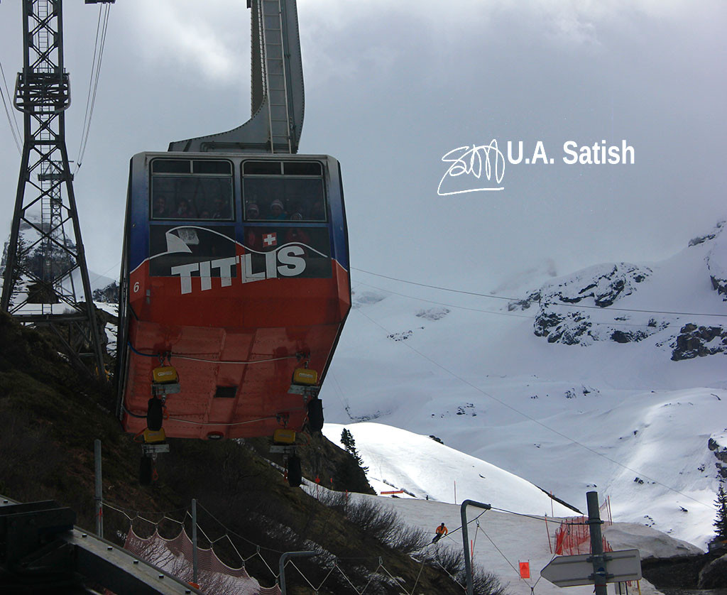  Mount Titlis; Switzerland; mountain; glacier; snow; cable car; uasatish; https://uasatish.com; Engelberg; Rotair Gondola;