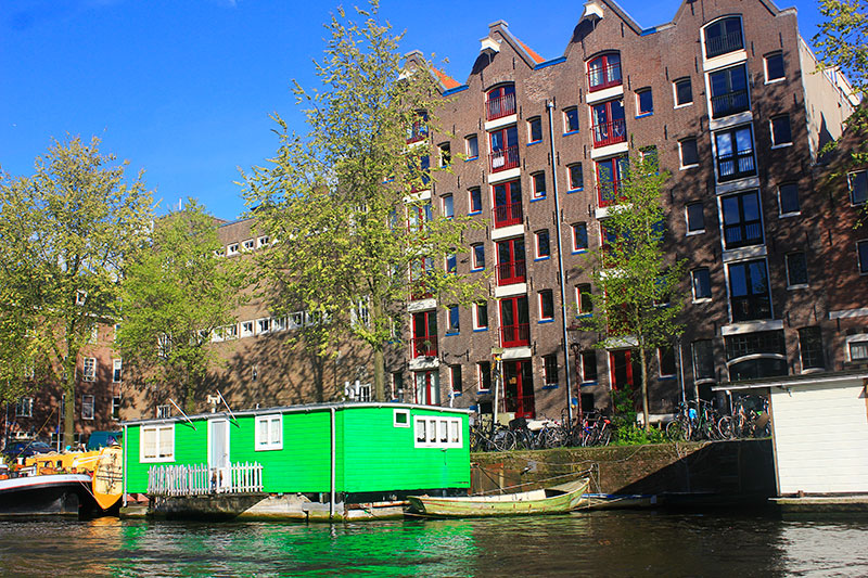 Green Houseboat; Amsterdam Canal Cruise; Amsterdam; house boat; uasatish;