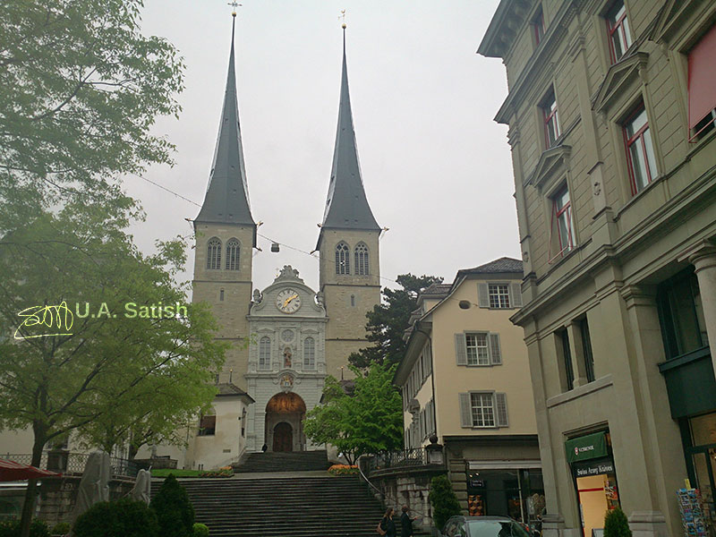 Church Of St. Leodegar; Lucerne; Switzerland; church; outdoor; sky; buildings; architecture; uasatish;