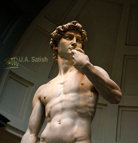 Michelangelo's David; marble sculpture; Accademia Gallery; indoor; travel; uasatish;