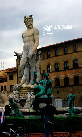 Neptune Fountain; Piazza Della Signoria; Florence; Italy; Firenze; sculpture; outdoor; travel; uasatish;