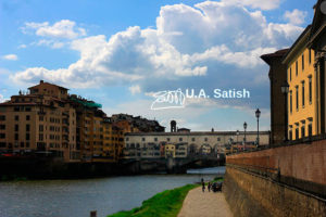 Ponte Vecchio; Florence; Italy; bridge; Arno River; outdoor; sky; clouds; travel; uasatish;
