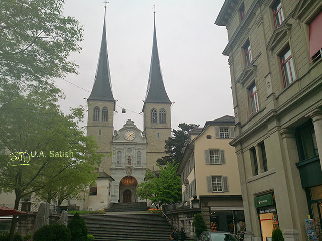 church; Lucerne; St. Leodegar; Switzerland; outdoor; travel; uasatish