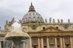 St. Peter's Basilica; Vatican City; church; fountain; outdoor; architecture; sky; travel; uasatish; Rome; Roma; Italy; Italia;