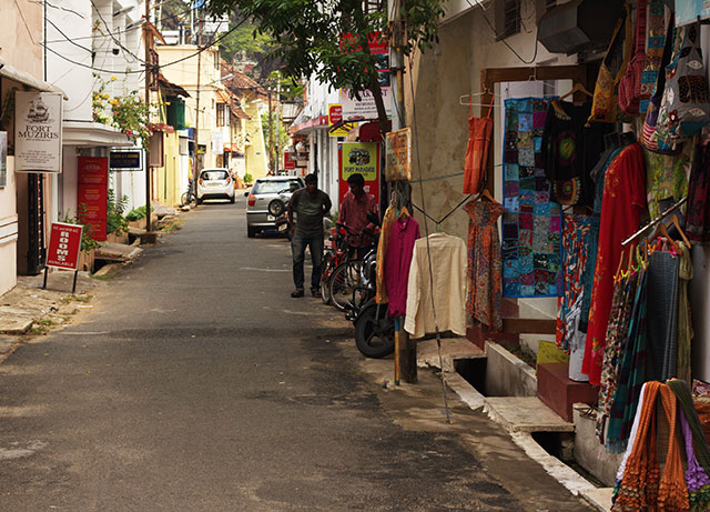 Fort Kochi; Kerala; India; lane; outdoor; shops; uasatish;