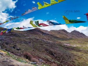 Prayer Flags by the Roadside; Nathu La Pass; Sikkim; uasatish; Chinese border;