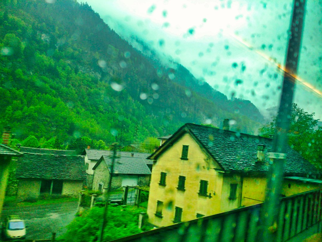 Swiss Village; train window; European Train Travel; uasatish;