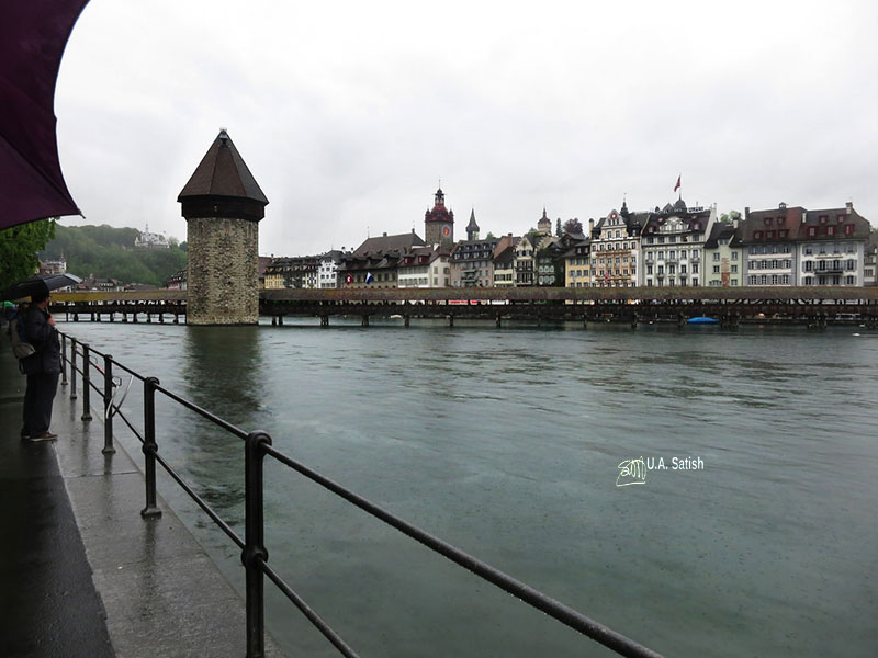 River Reuss; river; Lucerne; Switzerland; Chapel Bridge; uasatish;