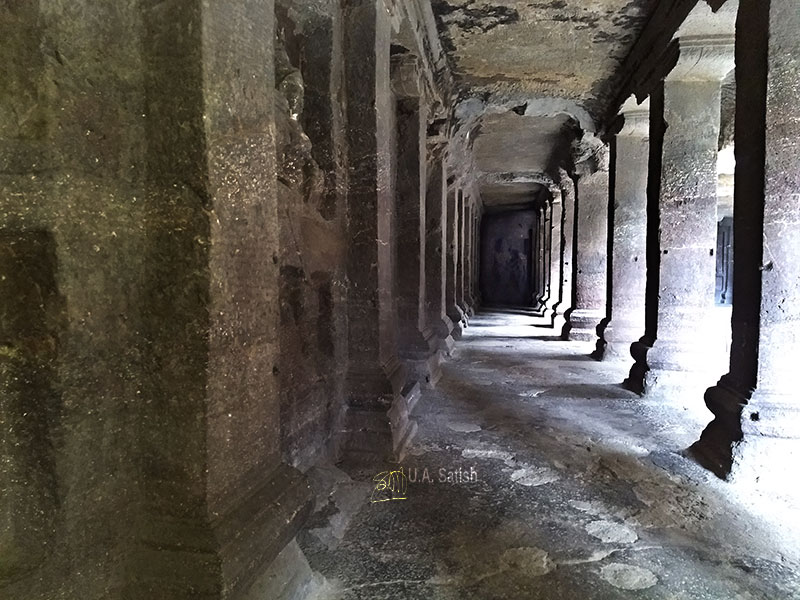 Kailas Temple; Ellora Caves; cave no. 16; rock cut caves; India; Maharashtra; temple; UNESCO heritage site; uasatish; corridor;