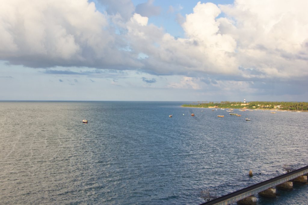 Palk Strait; uasatish sea; Pamba Village; clouds; sky;